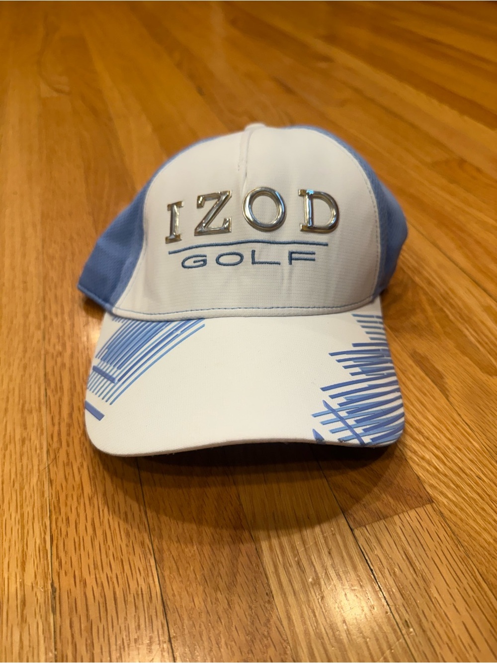 Izod White and Light Blue Golf Cap with Metallic Logo